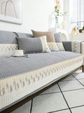 1pc Feather Embroidery Quilted Couch Cover, Sofa Couch Cover, Feather Embroidered Quilted Detail Sofa Towel,Backrest And Armrest Not Included