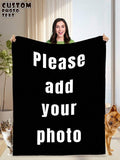 1pc Custom Photo Blanket, Custom Flannel With Photos And Text, Bedding, Personalized Photos For Family, Personalized Throws, Best Friend, For Valentine's Day, For Mother's Day, For Birthdays, For Father's Day, Anniversary